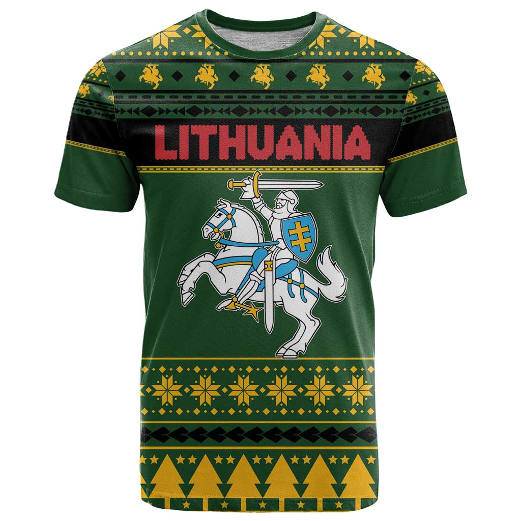 Lithuania Christmas T-Shirt Coat Of Arms Linksmu Kaledu Graphic Tee