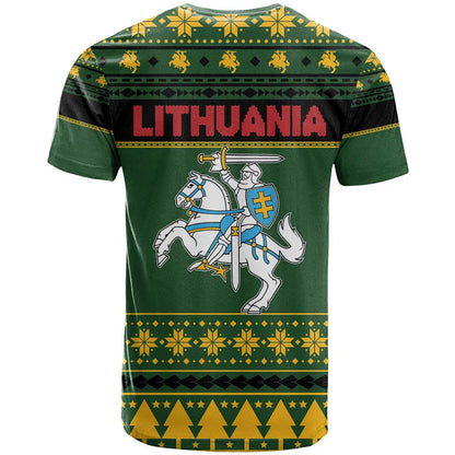 Lithuania Christmas T-Shirt Coat Of Arms Linksmu Kaledu Graphic Tee