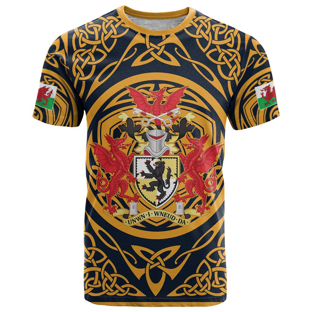 Personalized Denbighshire Wales T-Shirt Coat Of Arms Celtic Style Graphic Tee