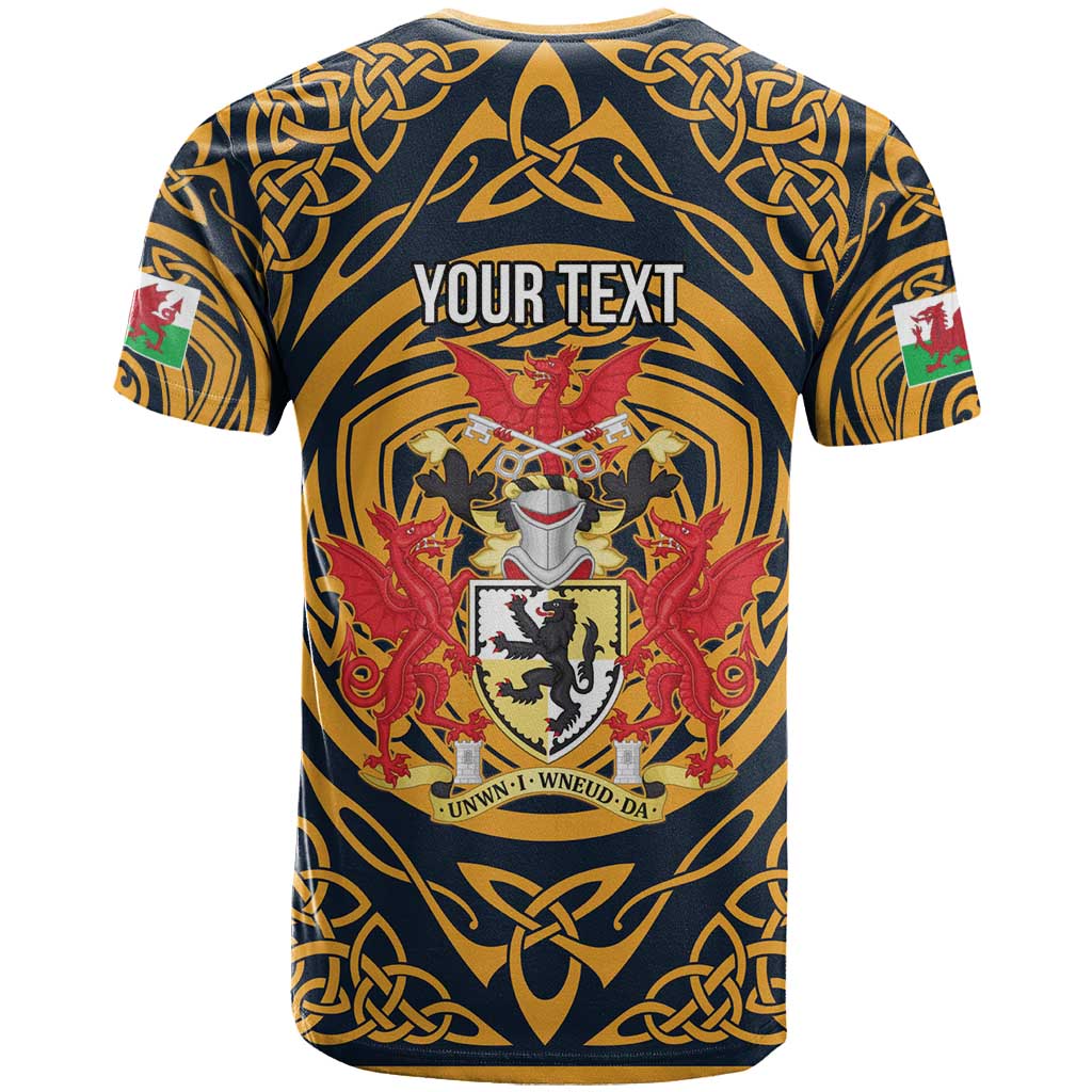 Personalized Denbighshire Wales T-Shirt Coat Of Arms Celtic Style Graphic Tee