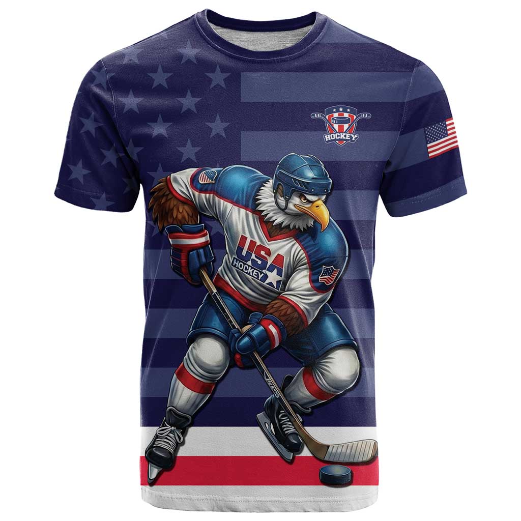 Custom USA Ice Hockey T-Shirt United States Eagle Mascot Style Graphic Tee