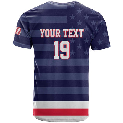 Custom USA Ice Hockey T-Shirt United States Eagle Mascot Style Graphic Tee
