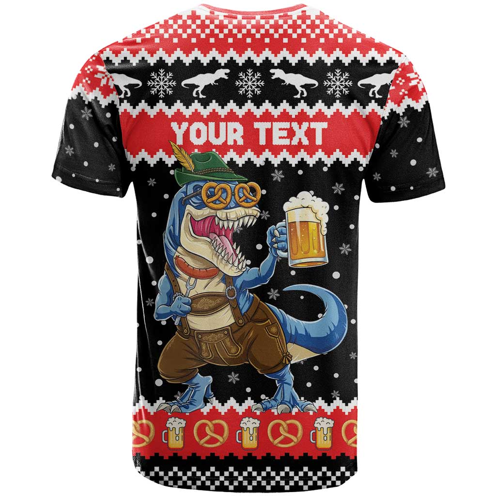Personalized German T-Rex Christmas T-Shirt Funny Beer Dinosaur Xmas Graphic Tee