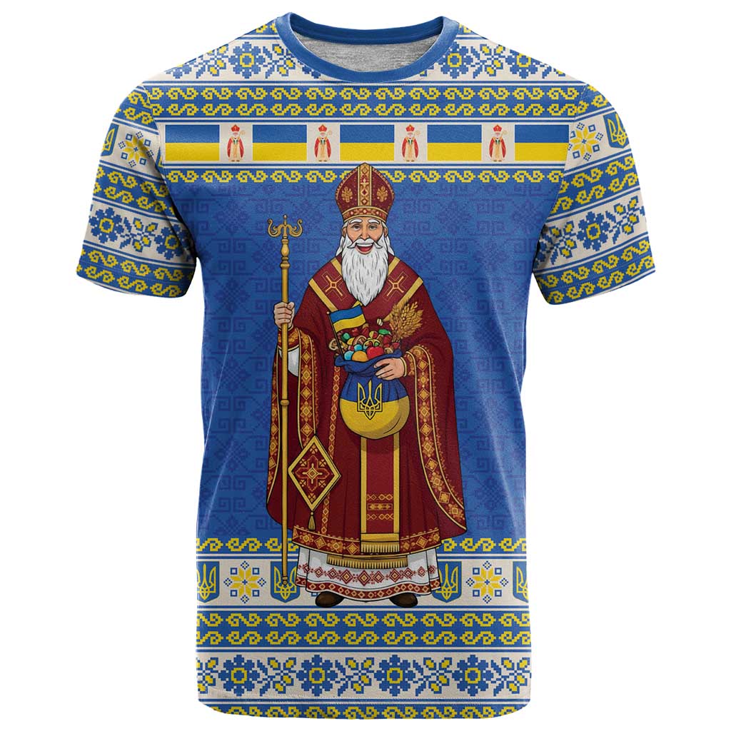 Ukraine Christmas T-Shirt Saint Nicholas Vyshyvanka Style Graphic Tee