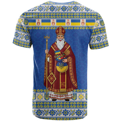 Ukraine Christmas T-Shirt Saint Nicholas Vyshyvanka Style Graphic Tee