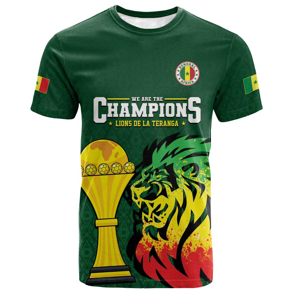 Senegal Football Champions Custom T-Shirt Lions of Teranga Rise Graphic Tee
