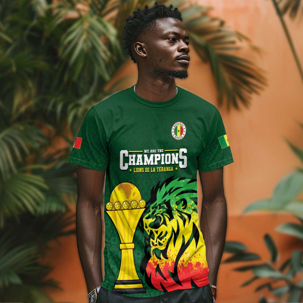 Senegal Football Champions Custom T-Shirt Lions of Teranga Rise Graphic Tee