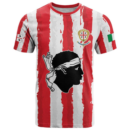 Italy Sardinia T-Shirt Moor's Head With Coat Of Arms Graphic Tee