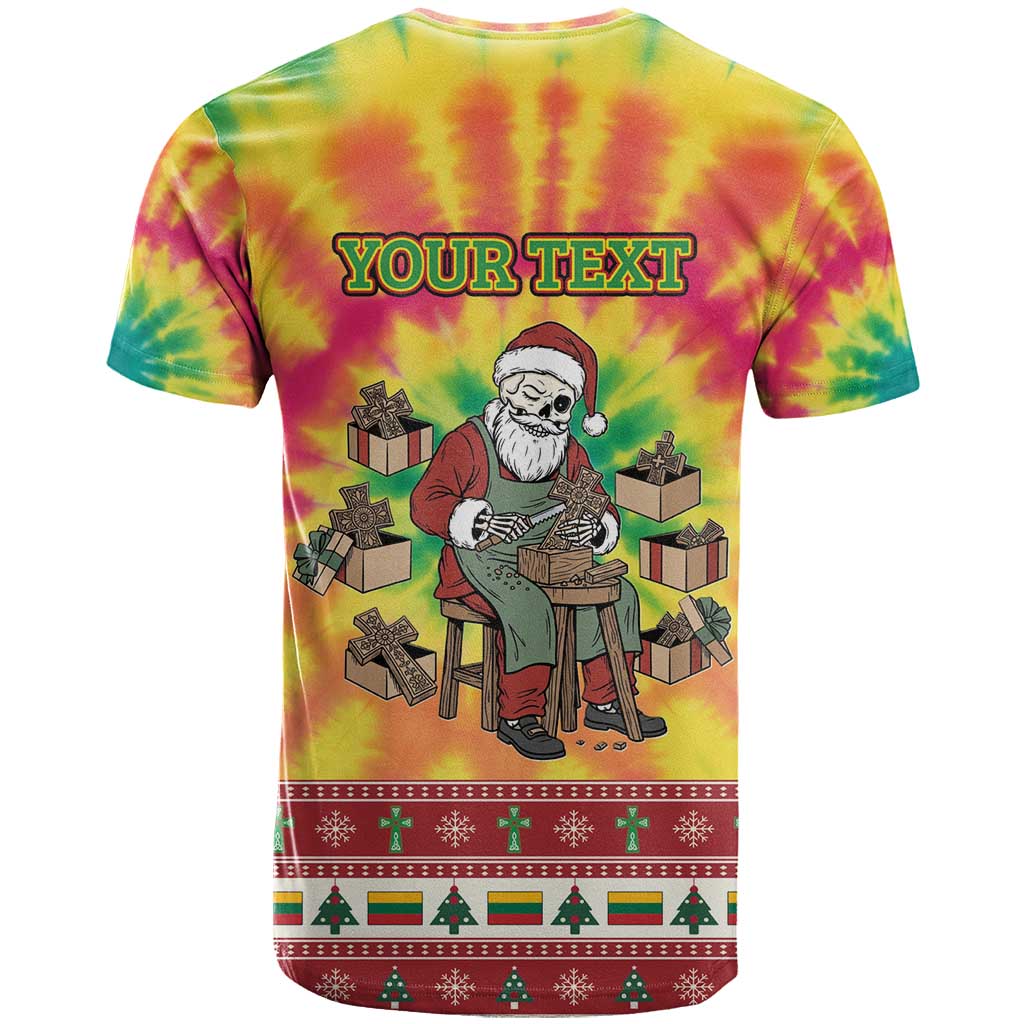 Personalized Lithuania Christmas T-Shirt Skeleton Cross Tie-Dye Vintage Graphic Tee