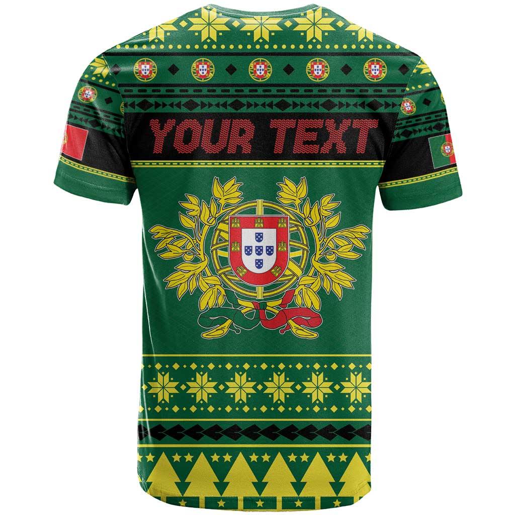 Personalized Portugal Christmas T-Shirt Emblem With Flag Style Graphic Tee