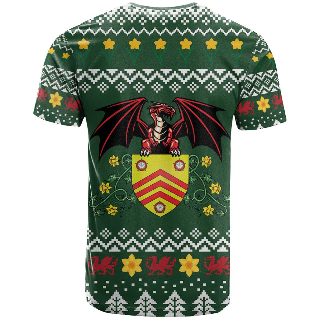 Glamorgan Wales Christmas T-Shirt Cymru Dragon And Daffodil Graphic Tee