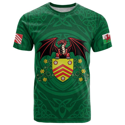 Personalized Glamorgan Wales T-Shirt Welsh Red Dragon And Daffodil Graphic Tee