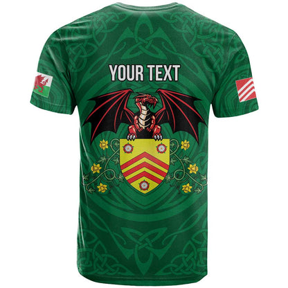 Personalized Glamorgan Wales T-Shirt Welsh Red Dragon And Daffodil Graphic Tee