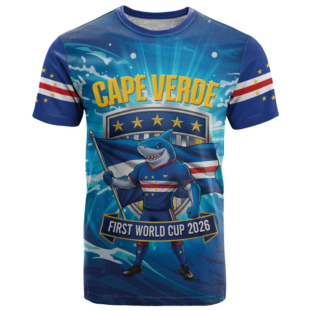 Blue Shark Cape Verde Football T-Shirt First World Cup 2026 Graphic Tee