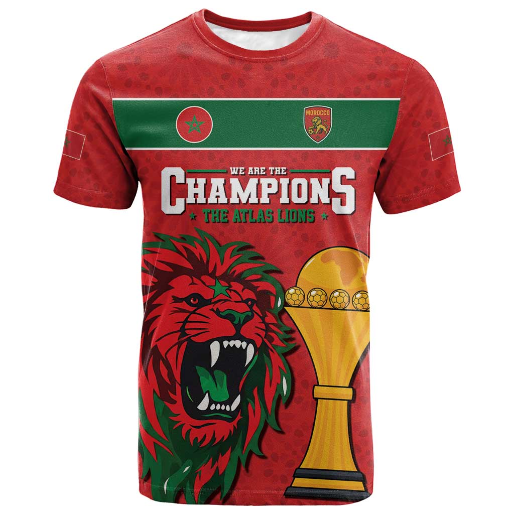 Morocco Champions Football Custom T-Shirt Atlas Lions Rise Graphic Tee