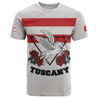 Italy Tuscany T-Shirt Pegasus With Map Style Graphic Tee