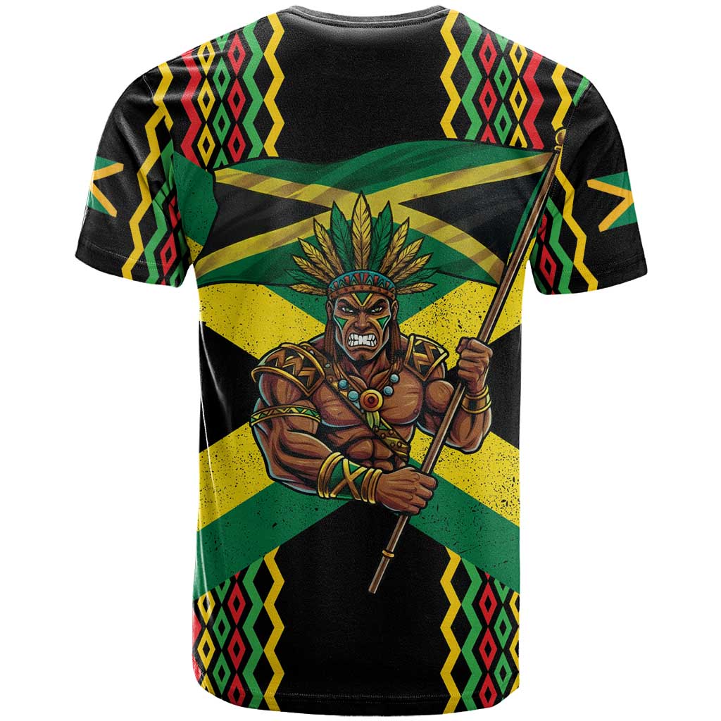 Jamaica Warrior Spirit T-Shirt Tribal Fighter in Reggae Colors Graphic Tee