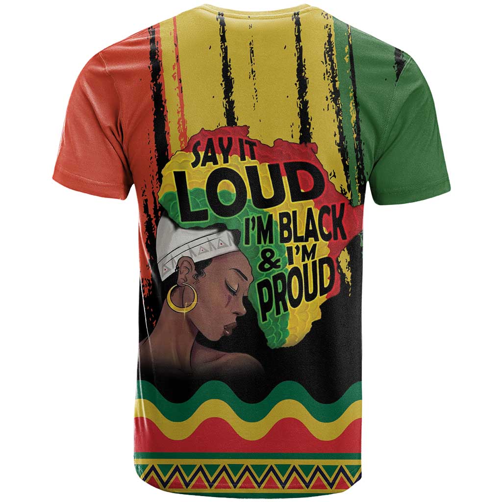 Black History Dreadlocks Map T-Shirt Say It Loud Im Black and Im Proud Graphic Tee