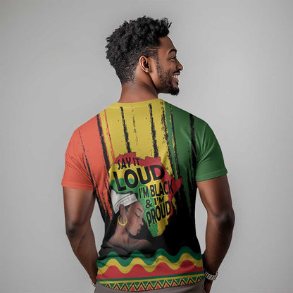 Black History Dreadlocks Map T-Shirt Say It Loud Im Black and Im Proud Graphic Tee