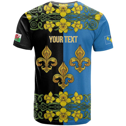 Personalized Monmouthshire Wales T-Shirt Sir Fynwy Flag With Welsh Daffodil Graphic Tee