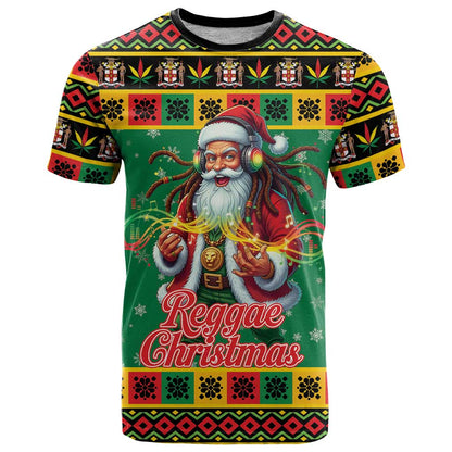 Jamaica Christmas T-Shirt Reggae Santa with Dreadlocks Design Graphic Tee
