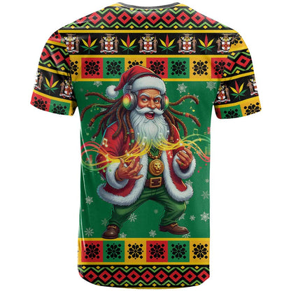 Jamaica Christmas T-Shirt Reggae Santa with Dreadlocks Design Graphic Tee