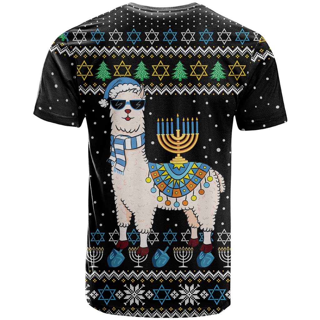 Happy Hanukkah Llama T-Shirt Funny Menorah for Jewish Holiday Graphic Tee