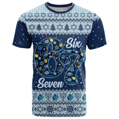 Funny Hanukkah Six Seven T-Shirt Gen Alpha Meme Vibes Graphic Tee