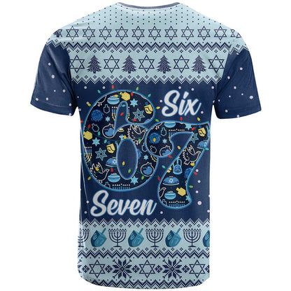 Funny Hanukkah Six Seven T-Shirt Gen Alpha Meme Vibes Graphic Tee