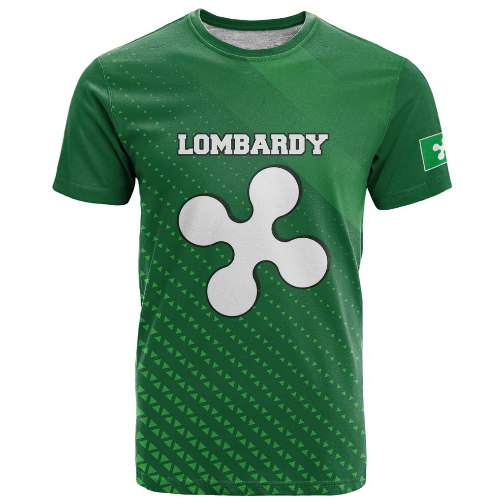Italy Lombardy T-Shirt Map With Flag Style Graphic Tee