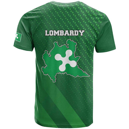 Italy Lombardy T-Shirt Map With Flag Style Graphic Tee