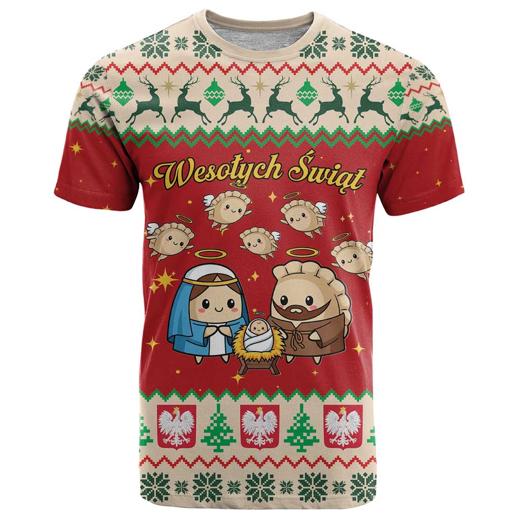 Poland Christmas T-Shirt Polish Pierogi Mascot Nativity Scene Graphic Tee