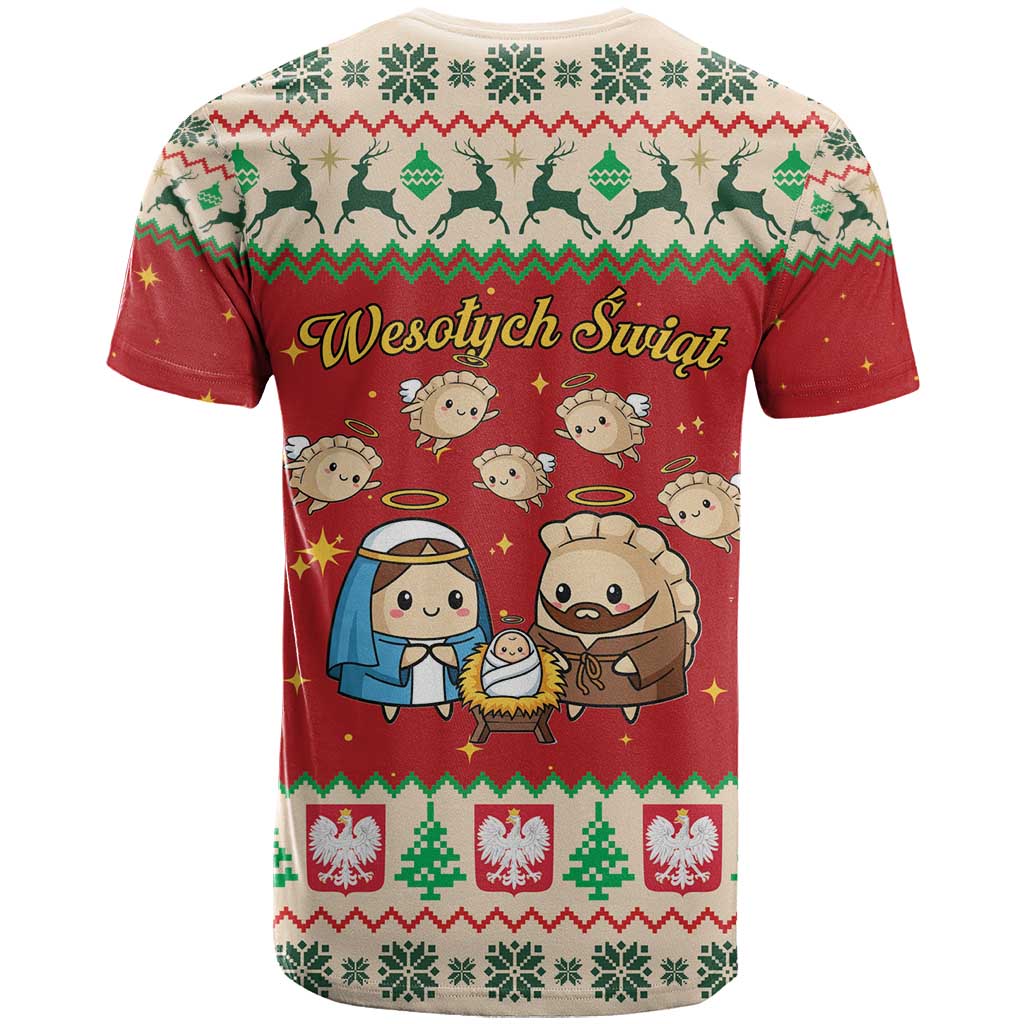Poland Christmas T-Shirt Polish Pierogi Mascot Nativity Scene Graphic Tee