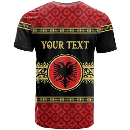 Personalized Albania Eagle T-Shirt Red and Black Heritage Graphic Tee