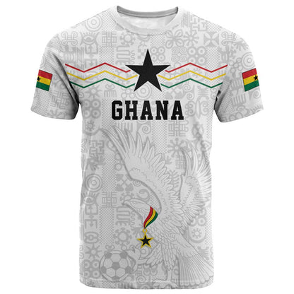 Custom World Football 2026 Ghana T-Shirt Black Stars Rise with White Adinkra Pattern Graphic Tee