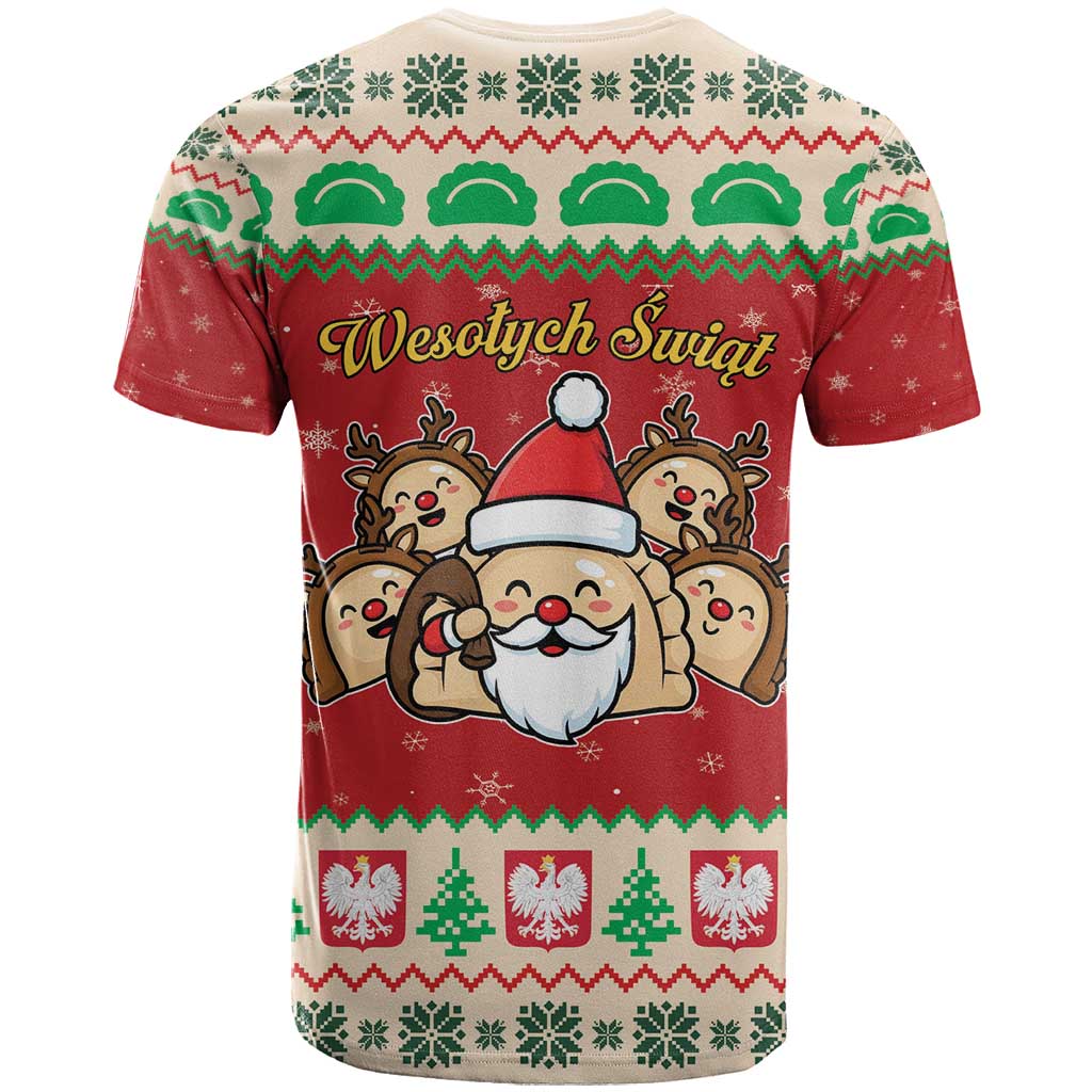 Poland Christmas T-Shirt Pierogi Mascot Santa Claus Wesołych Swiat Graphic Tee