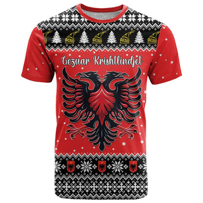 Personalized Albania Christmas Eagle T-Shirt The Double-headed Eagle Graphic Tee