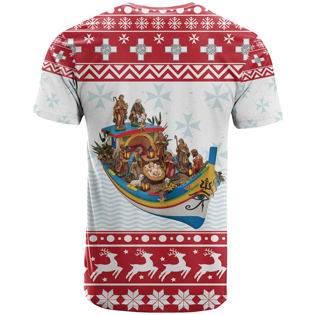 Malta Christmas T-Shirt Presepju Nativity Scene on Luzzu Boat Graphic Tee