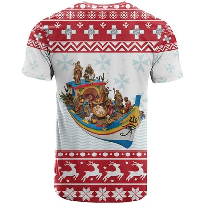 Malta Christmas T-Shirt Presepju Nativity Scene on Luzzu Boat Graphic Tee