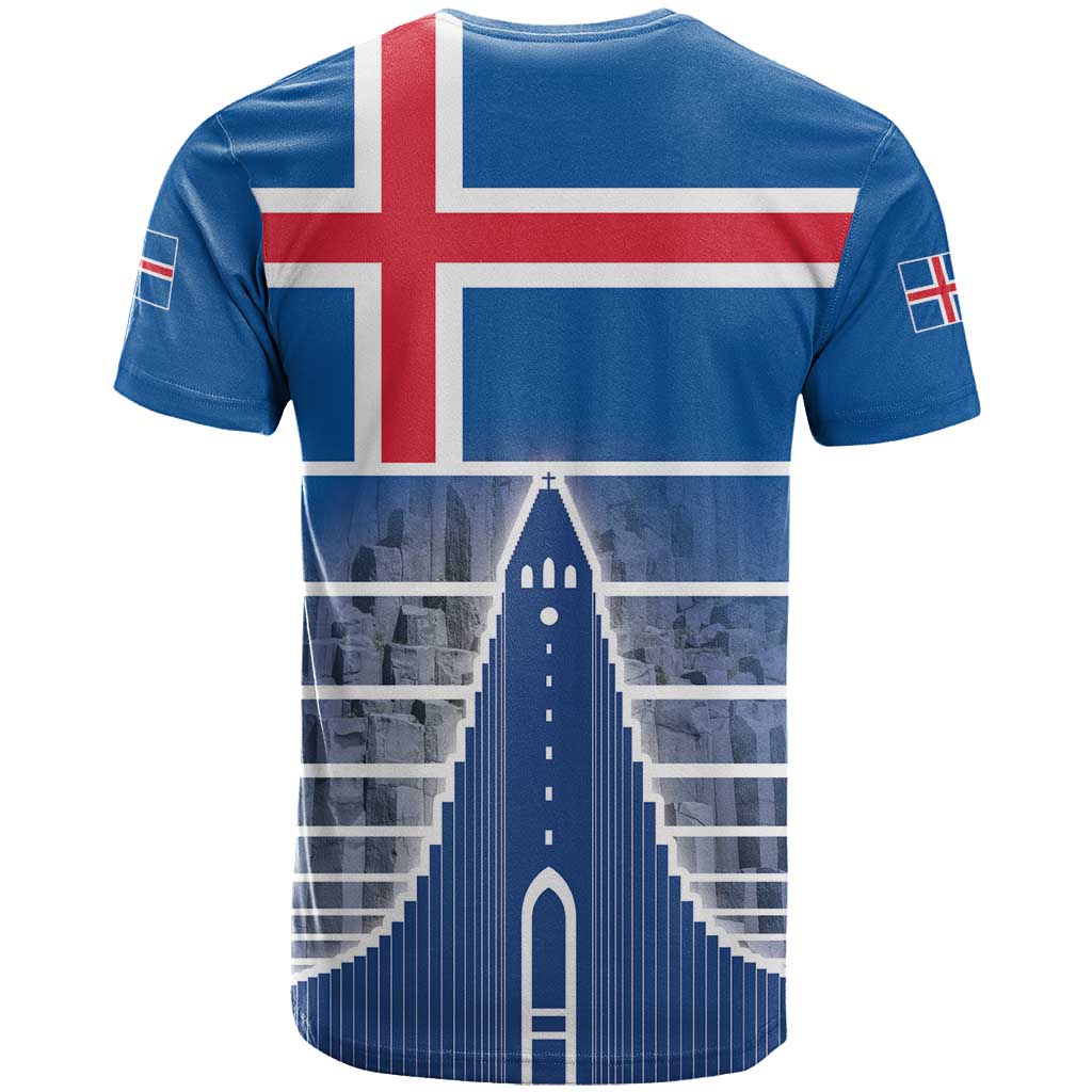 Iceland Hallgrimskirkja Church T-Shirt Icelandic Flag Design Graphic Tee