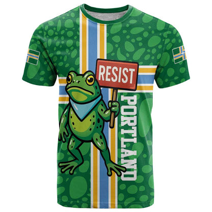 Personalized Resist Portland Frog T-Shirt Frog Activist Protest City Graphic Tee