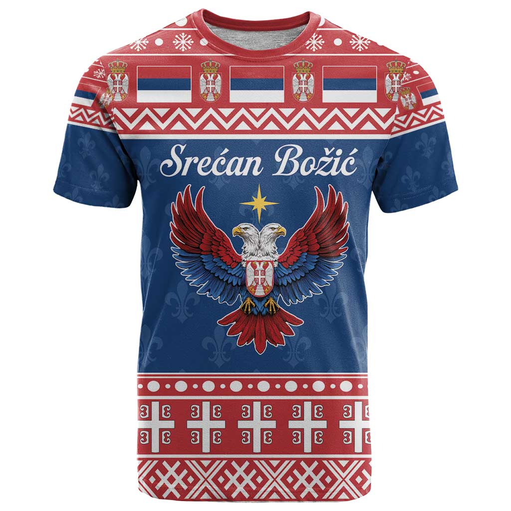 Personalized Serbia Christmas Eagle T-Shirt Srecan Bozic Tee Graphic Tee