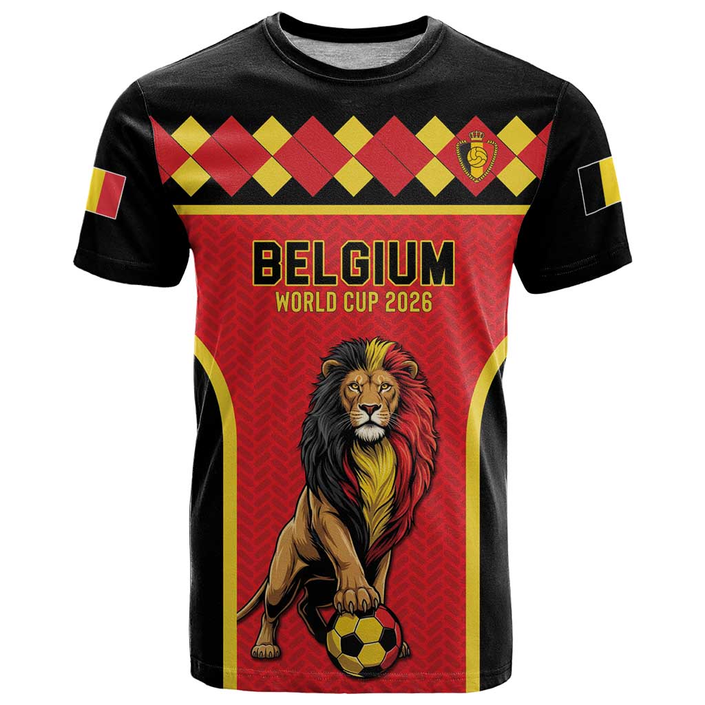 Custom World Football 2026 Belgium T-Shirt Belgian Lion Go Champions Graphic Tee