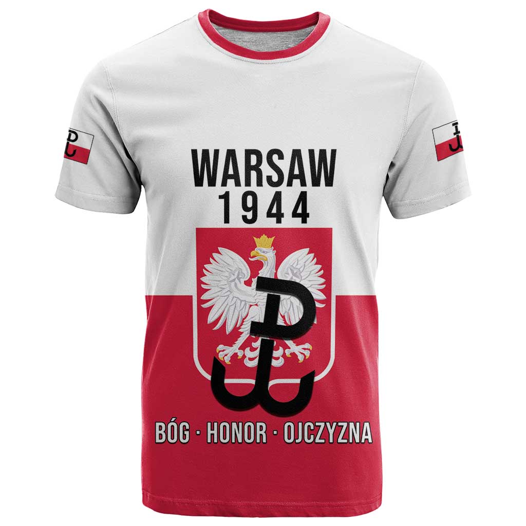 Personalized Warsaw Uprising 1944 Poland T-Shirt White Eagle Kotwica Bóg Honor Ojczyzna Graphic Tee