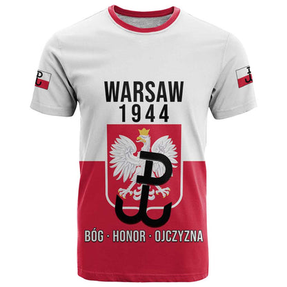 Personalized Warsaw Uprising 1944 Poland T-Shirt White Eagle Kotwica Bóg Honor Ojczyzna Graphic Tee
