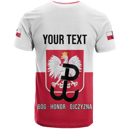 Personalized Warsaw Uprising 1944 Poland T-Shirt White Eagle Kotwica Bóg Honor Ojczyzna Graphic Tee