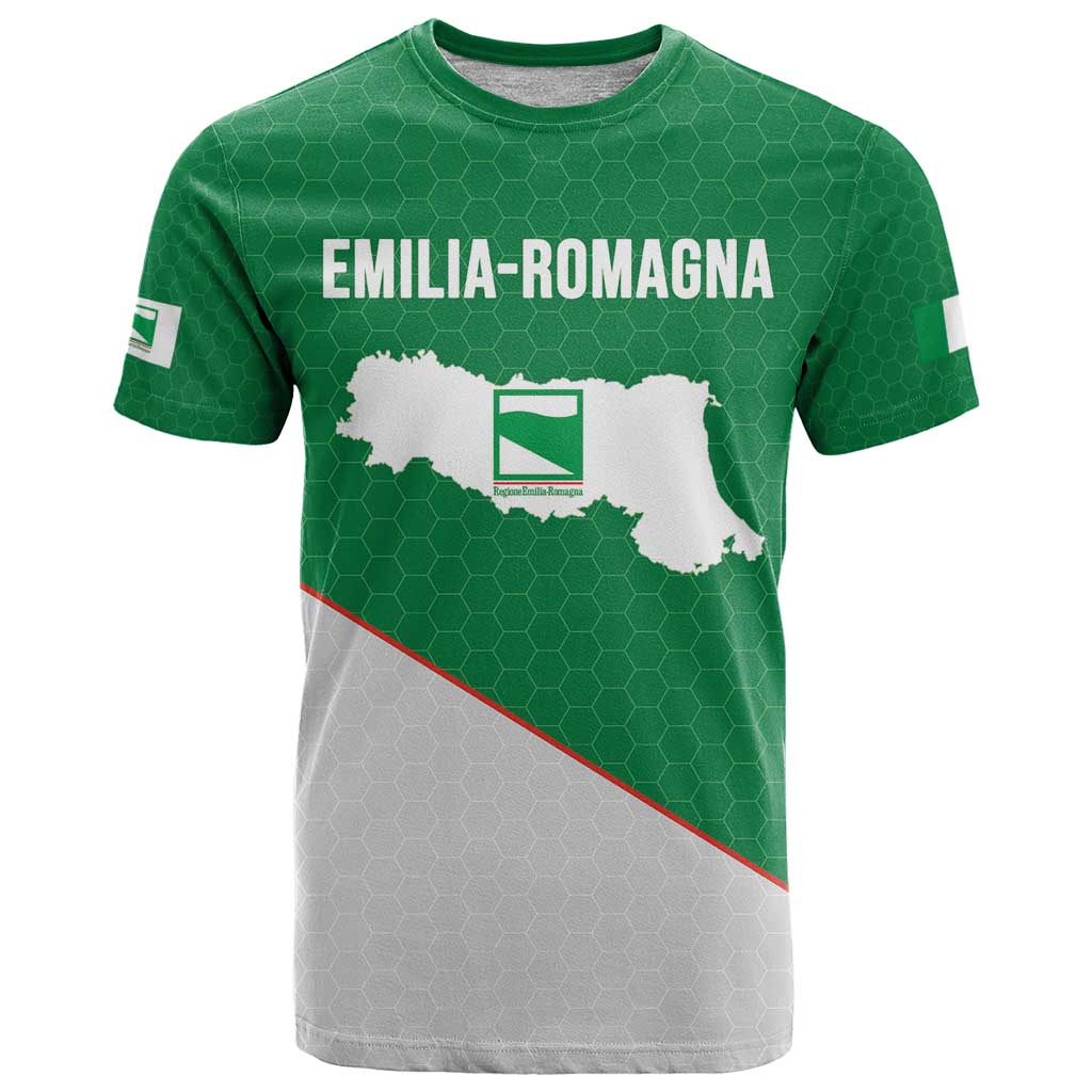 Italy Emilia-Romagna T-Shirt Map With Flag Style Graphic Tee