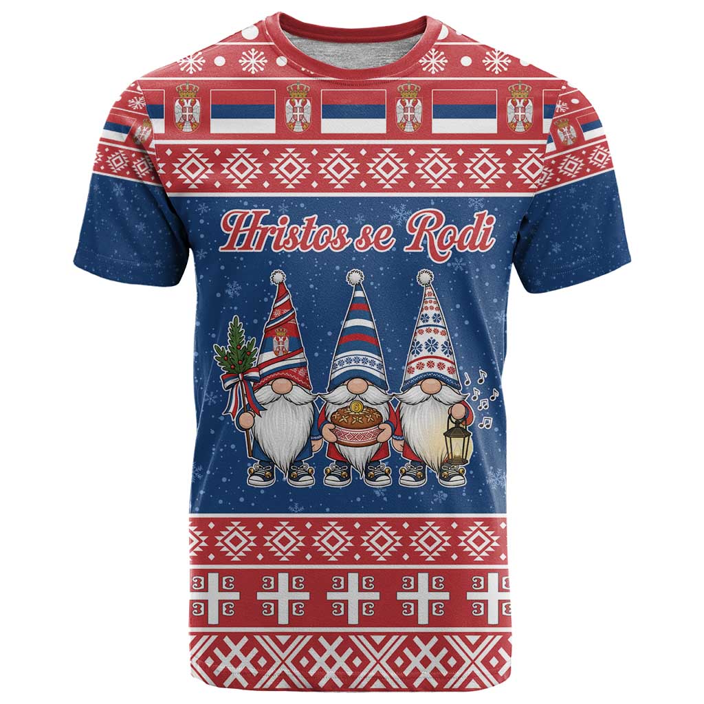 Serbia Christmas T-Shirt Hristos Se Rodi Gnome Graphic Tee