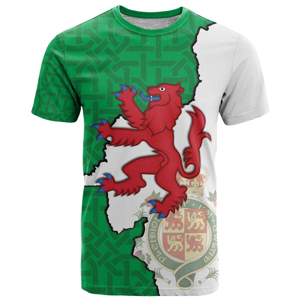 Montgomeryshire Wales T-Shirt Map and Emblem Celtic Style Graphic Tee