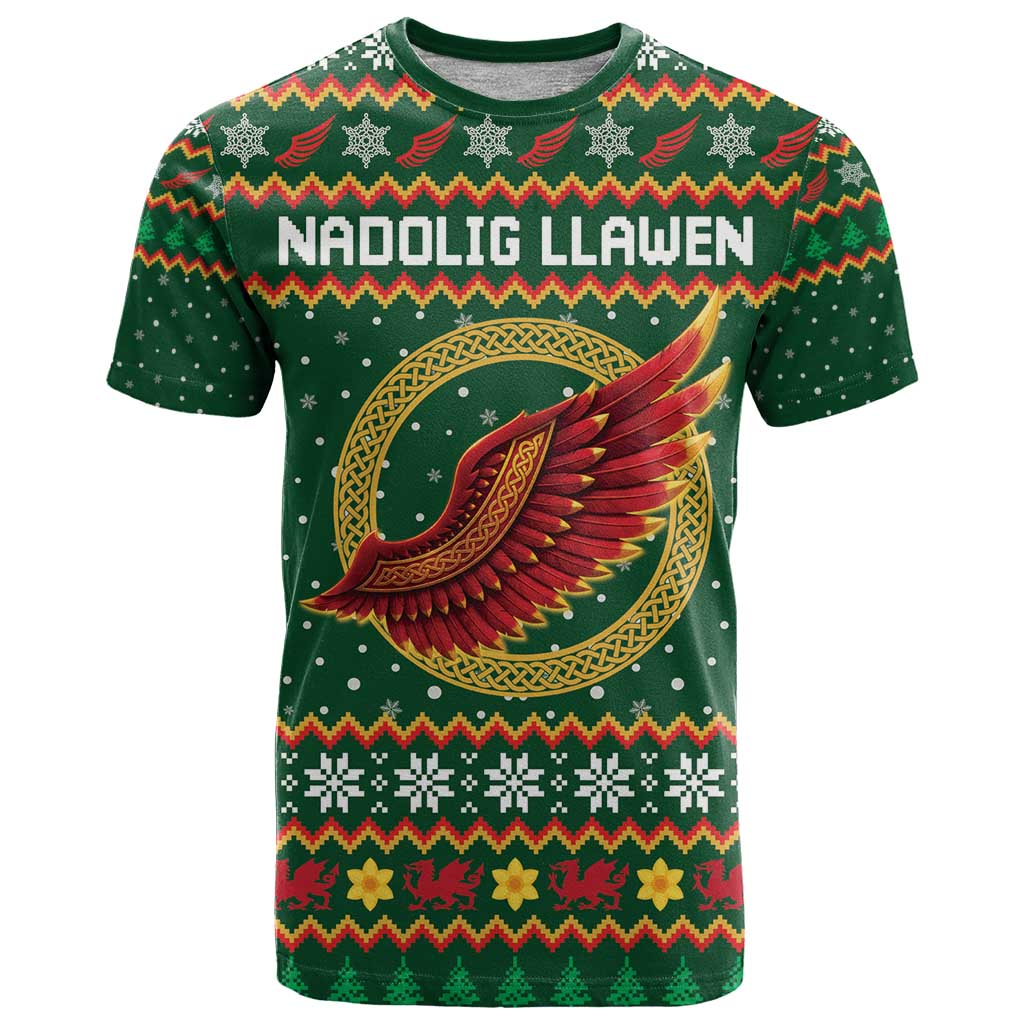 Personalized Montgomeryshire Wales Christmas T-Shirt Celtic Red Wing Cymru Heritage Graphic Tee